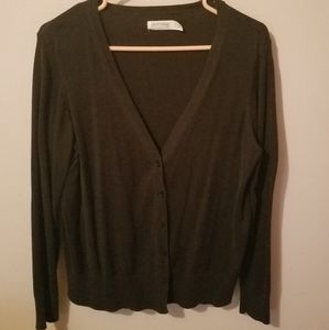 Faded Glory XL 16/18 Black Soot Cardigan Sweater